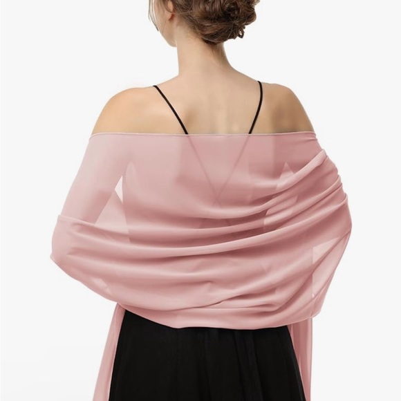 NWOT Pale Pink Chiffon Scarf Wrap Shawl - Picture 6 of 6